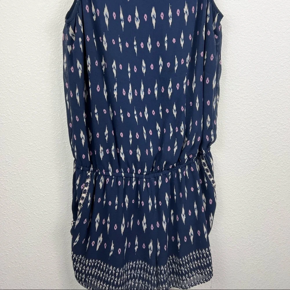 Joie Kayture Navy Silk Romper in Printed Georgette